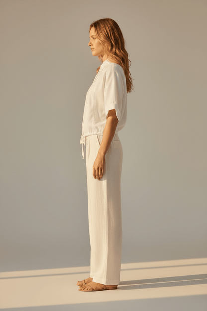 YAYA Bluse mit weiten Ärmeln und geflochtenen Details PURE WHITE