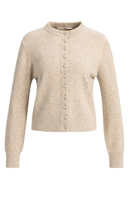 YAYA Cardigan mit abnehmbarem Kragen Hellbeige Melange