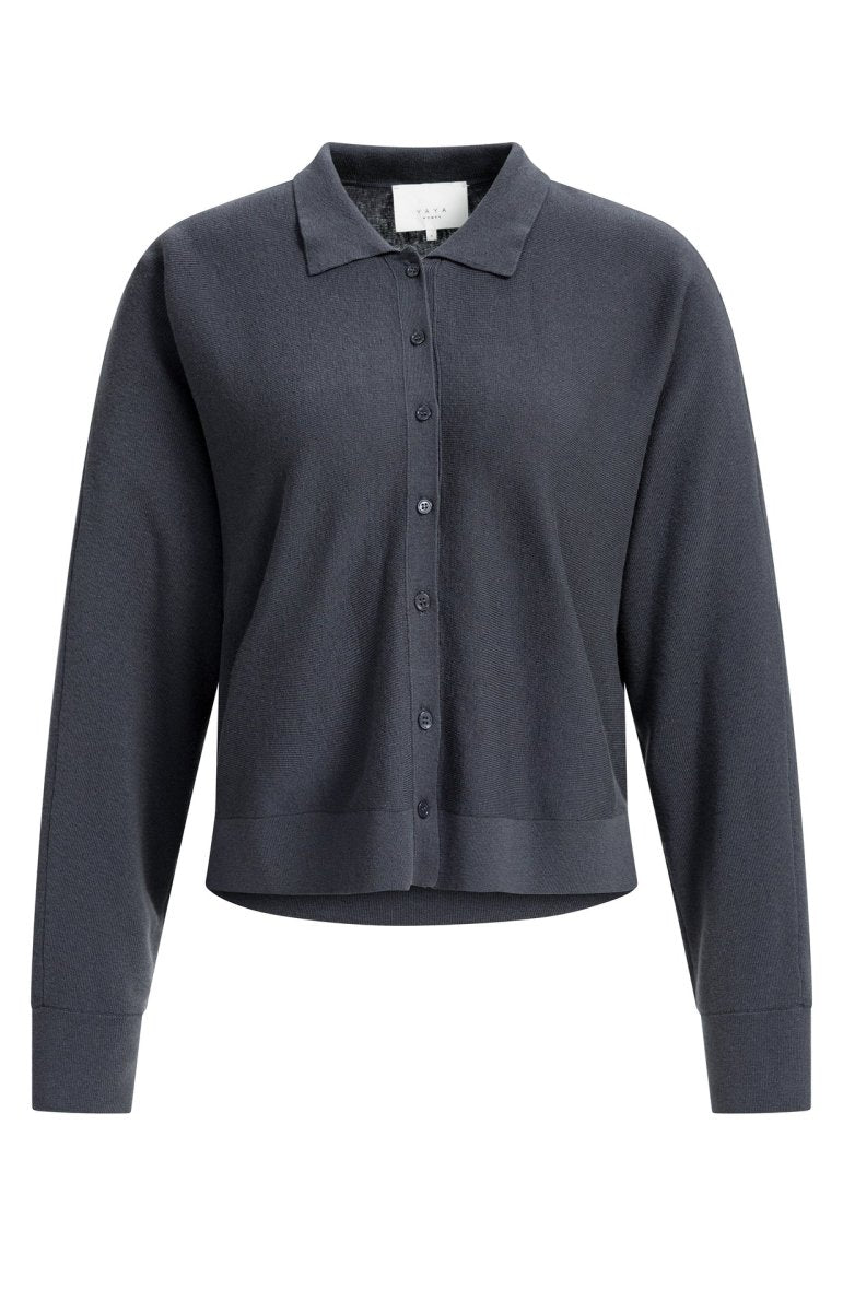 YAYA Cardigan mit Kragen und Knopfverschluss Hole Schwarz