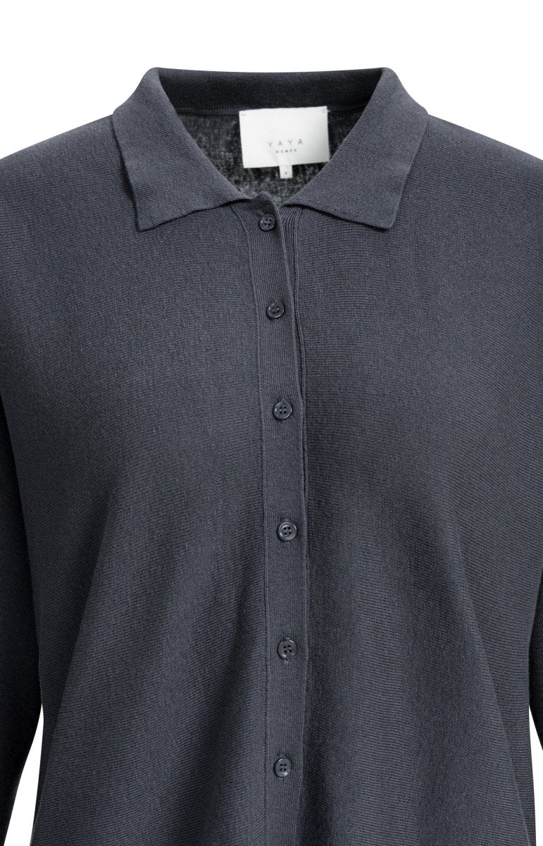 YAYA Cardigan mit Kragen und Knopfverschluss Hole Schwarz