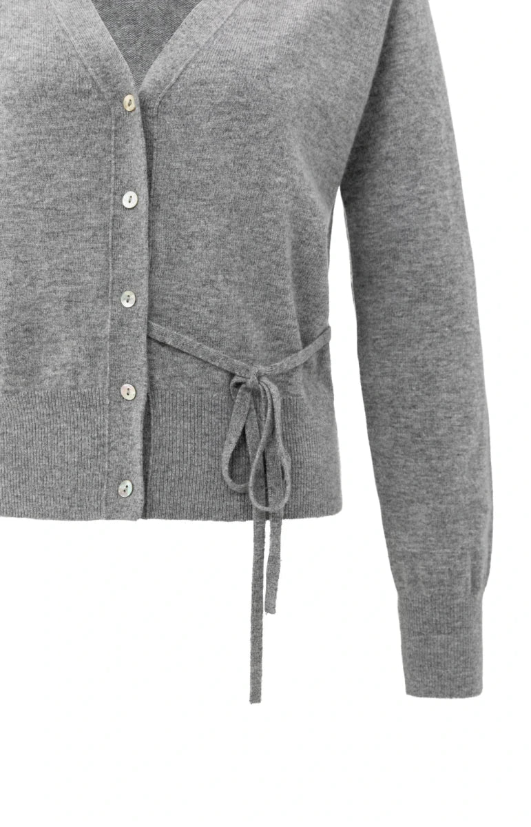 Yaya Cardigan mit V - Ausschnitt Medium Grey Melange