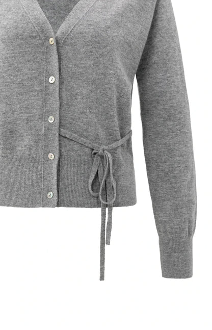 Yaya Cardigan mit V - Ausschnitt Medium Grey Melange