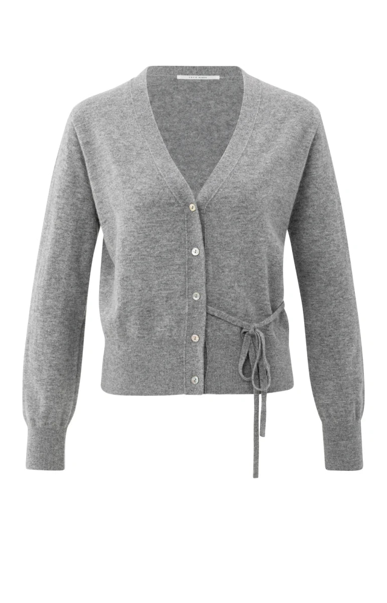 Yaya Cardigan mit V - Ausschnitt Medium Grey Melange