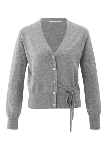 Yaya Cardigan mit V - Ausschnitt Medium Grey Melange