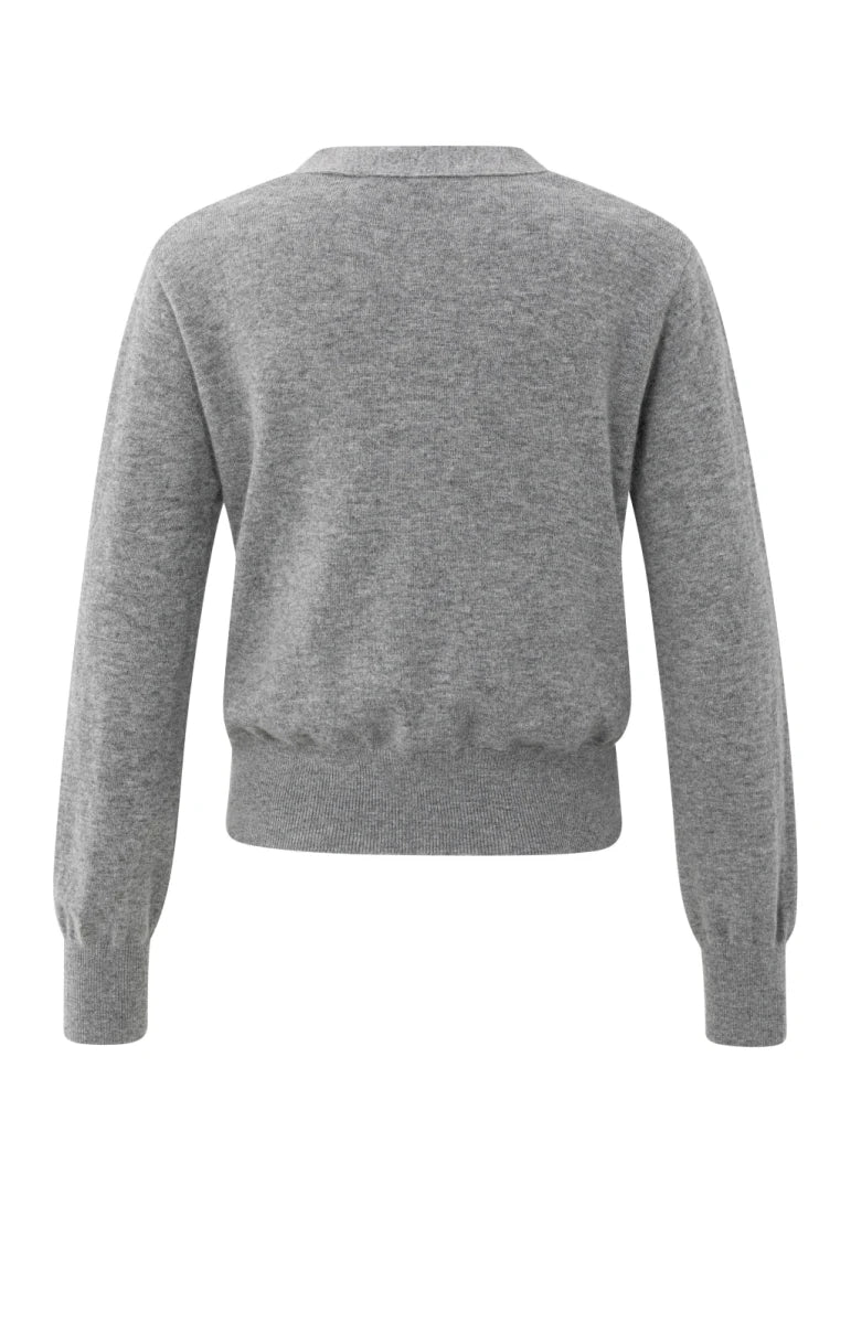 Yaya Cardigan mit V - Ausschnitt Medium Grey Melange