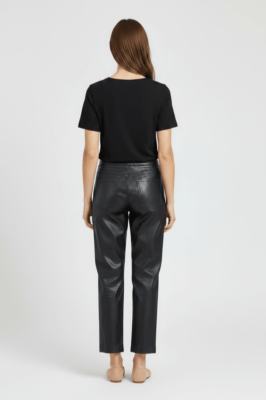 YAYA Carrot-Fit-Hose aus Lederimitat mit Nahtdetail Hole Schwarz