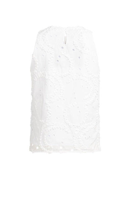 YAYA Embroidered sleeveless top SNOWFADE WHITE