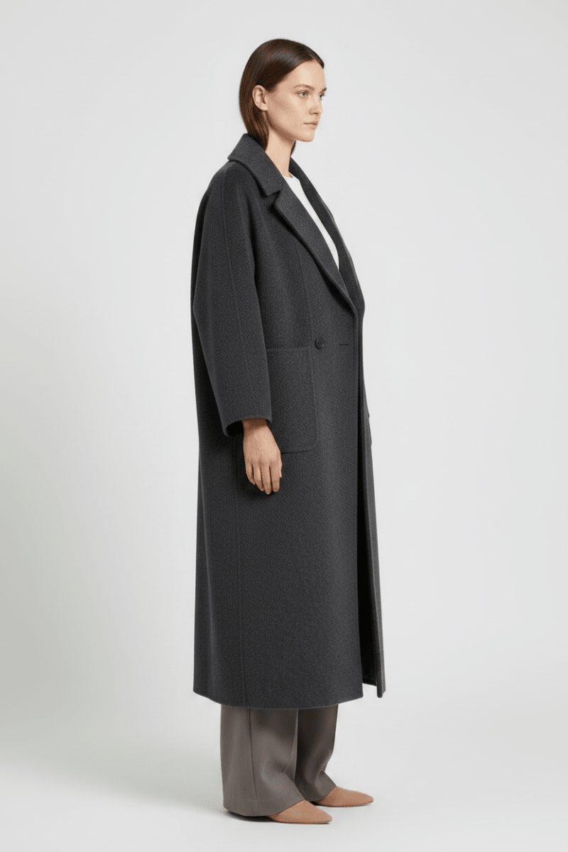 YAYA Extra langer Mantel aus Wollmix in Oversize-Passform Hole Schwarz Melange