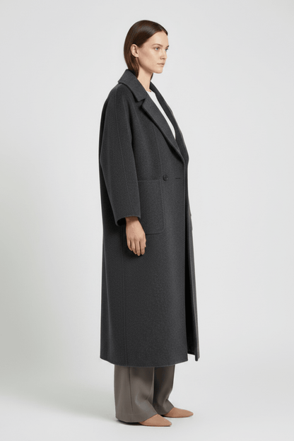 YAYA Extra langer Mantel aus Wollmix in Oversize-Passform Hole Schwarz Melange