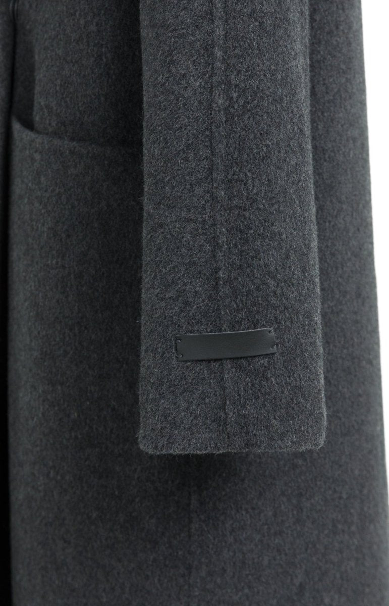 YAYA Extra langer Mantel aus Wollmix in Oversize-Passform Hole Schwarz Melange