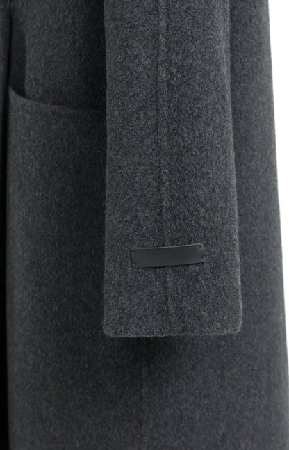 YAYA Extra langer Mantel aus Wollmix in Oversize-Passform Hole Schwarz Melange