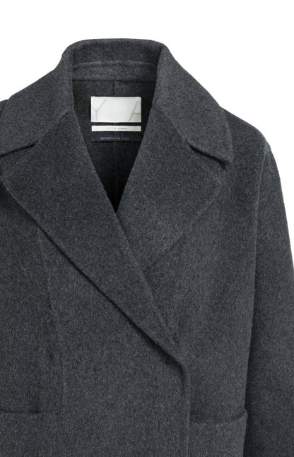 YAYA Extra langer Mantel aus Wollmix in Oversize-Passform Hole Schwarz Melange