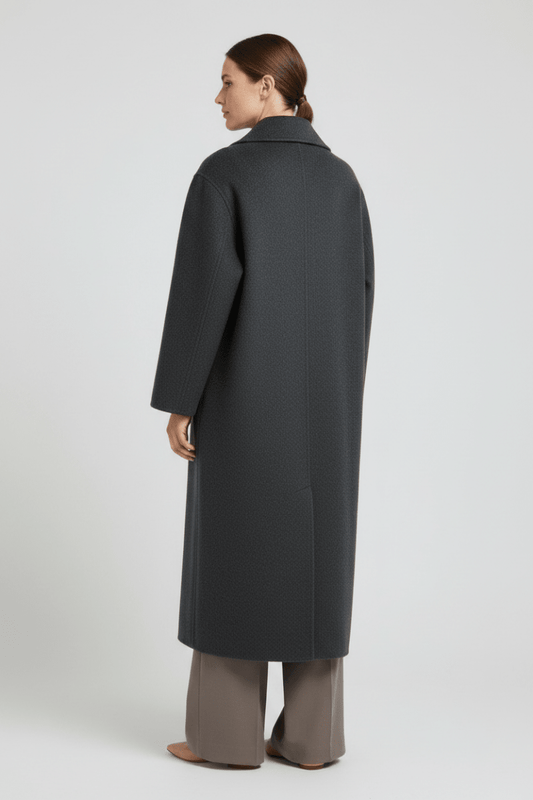 YAYA Extra langer Mantel aus Wollmix in Oversize-Passform Hole Schwarz Melange