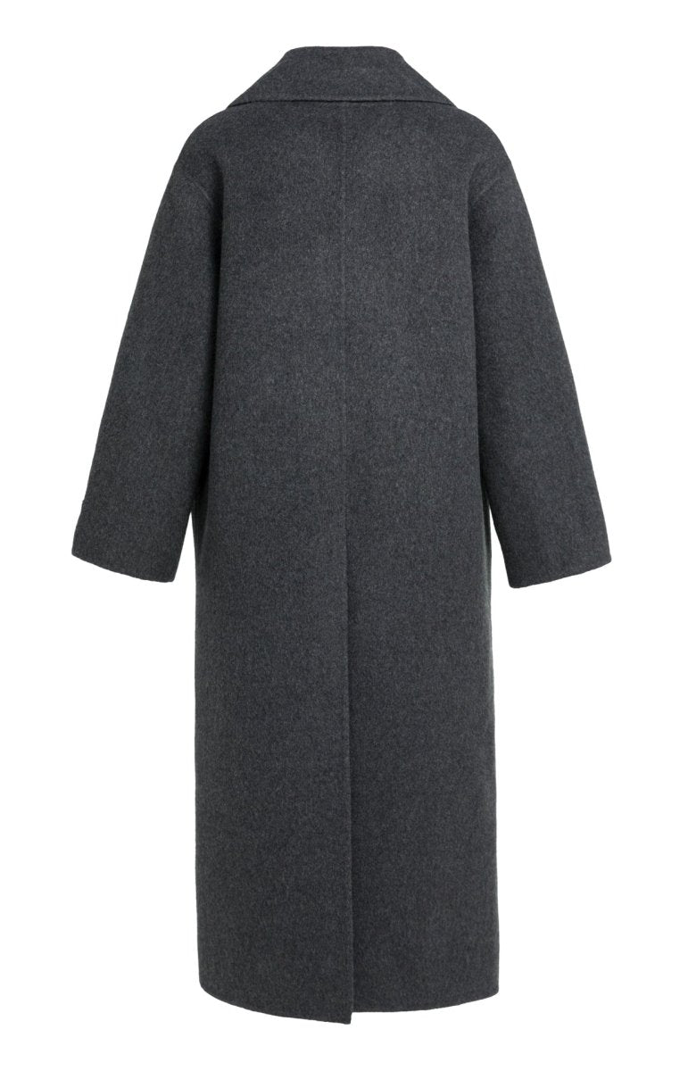 YAYA Extra langer Mantel aus Wollmix in Oversize-Passform Hole Schwarz Melange