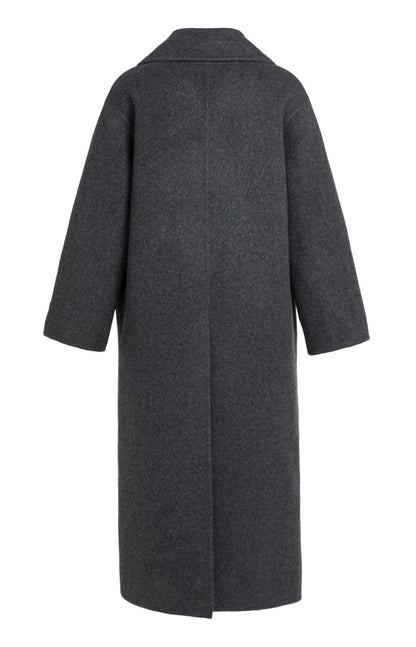 YAYA Extra langer Mantel aus Wollmix in Oversize-Passform Hole Schwarz Melange