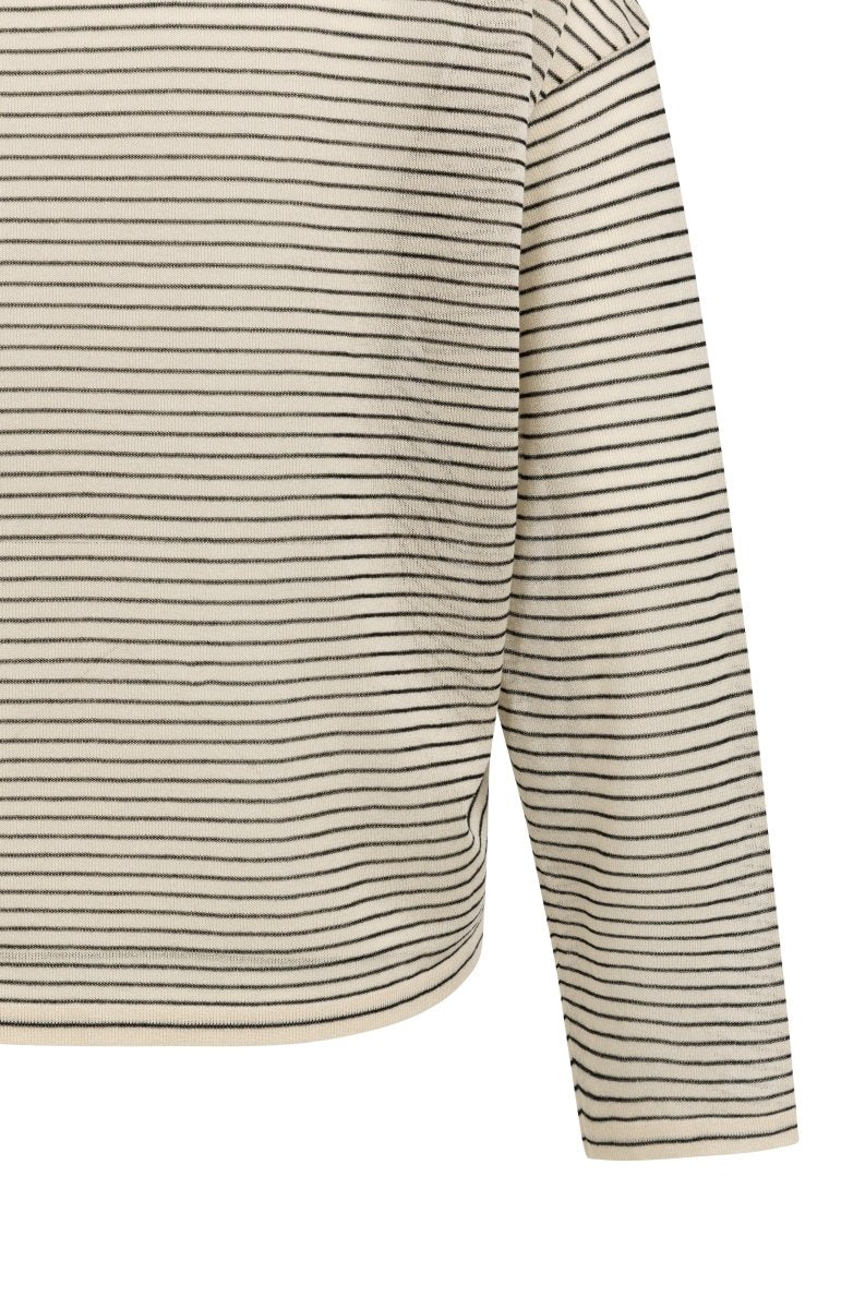 YAYA Fine knitted stripe sweater ls CREME BEIGE DESSIN