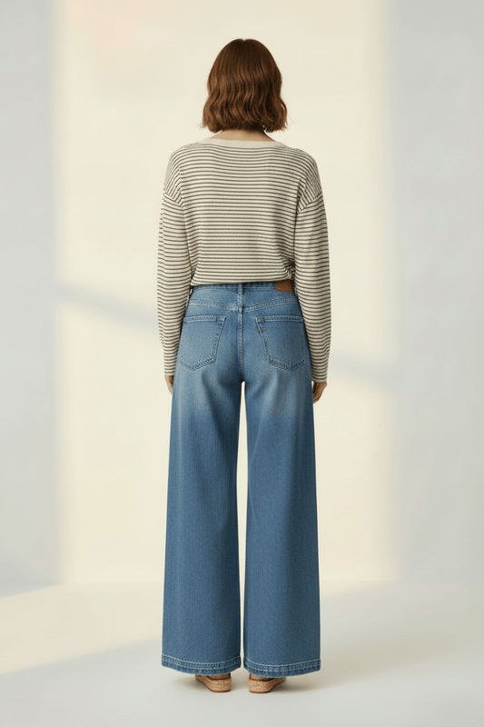 YAYA Fine knitted stripe sweater ls CREME BEIGE DESSIN
