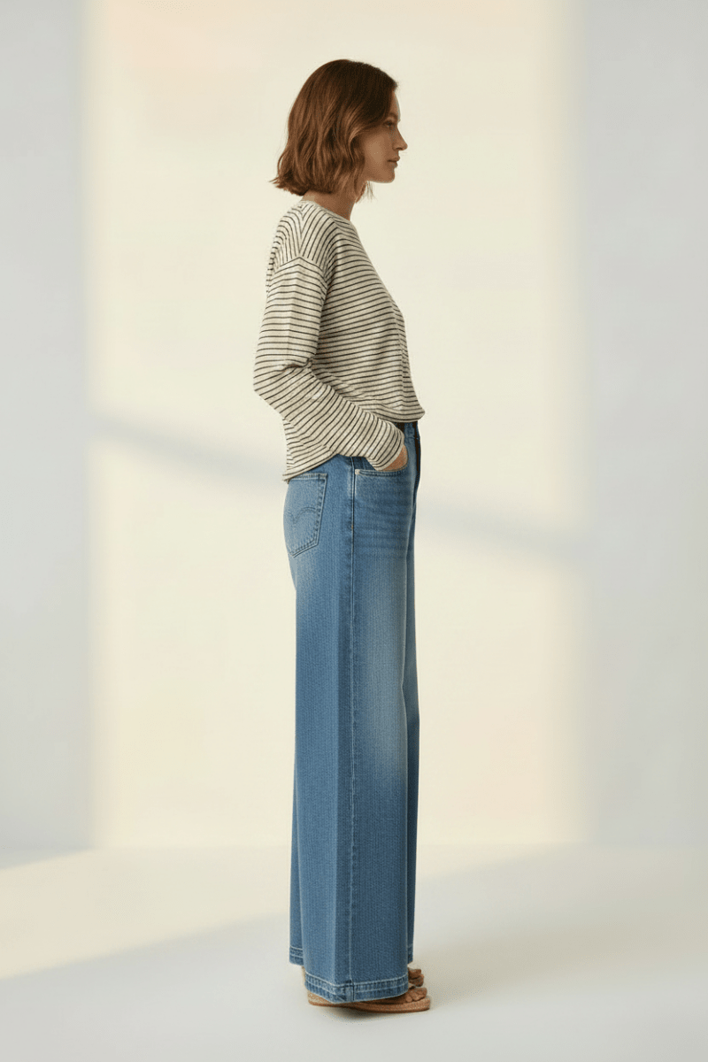 YAYA Fine knitted stripe sweater ls CREME BEIGE DESSIN