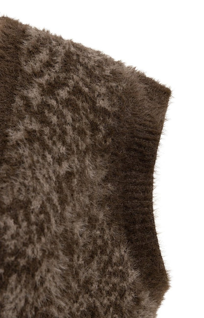 YAYA Flauschige Strickweste mit Muster Delicioso Braun Dessin