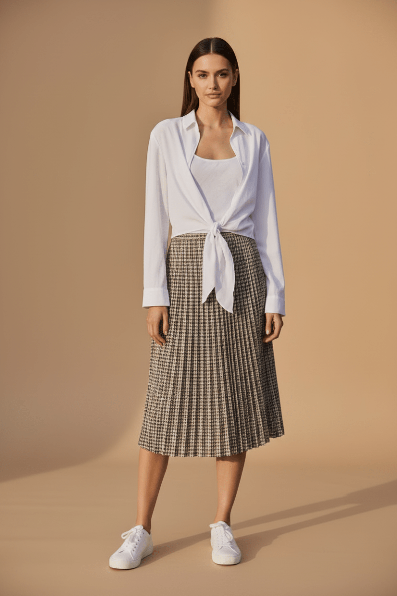 YAYA Gekötete Bluse mit passendem ärmellosen Top Pure White