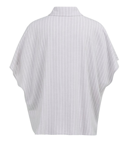 YAYA Gestreifte Bluse mit kurzen Ärmeln ALABASTER GRAY DESSIN