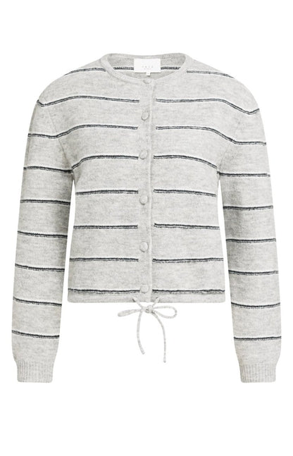 YAYA Gestreifte Strickjacke mit Bindedetail Mittelgrau Melange