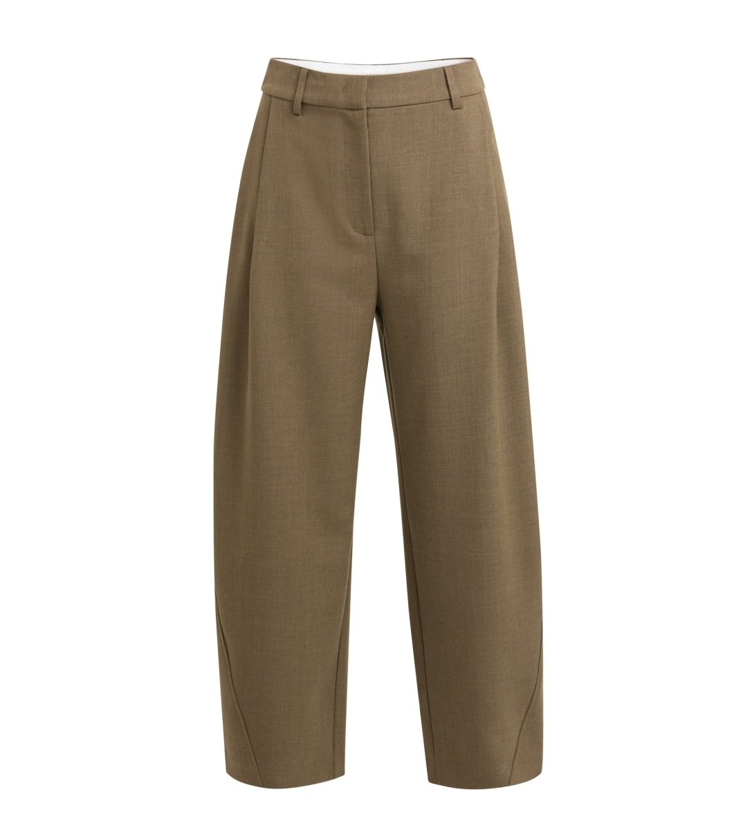 YAYA Gewebte Barrel-Leg-Hose mit Zierfalte Braun