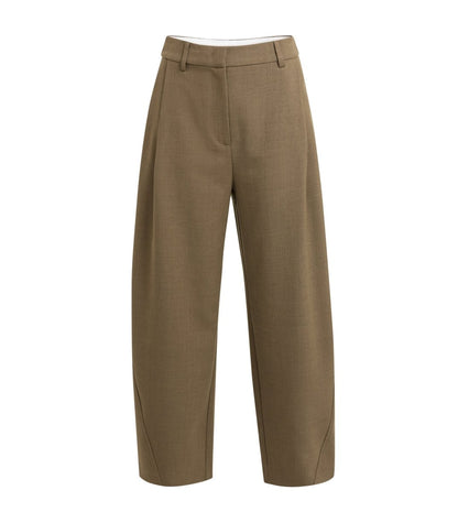 YAYA Gewebte Barrel-Leg-Hose mit Zierfalte Braun