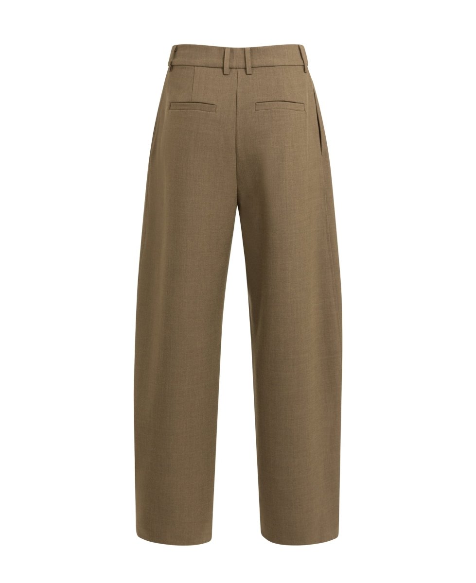 YAYA Gewebte Barrel-Leg-Hose mit Zierfalte Braun