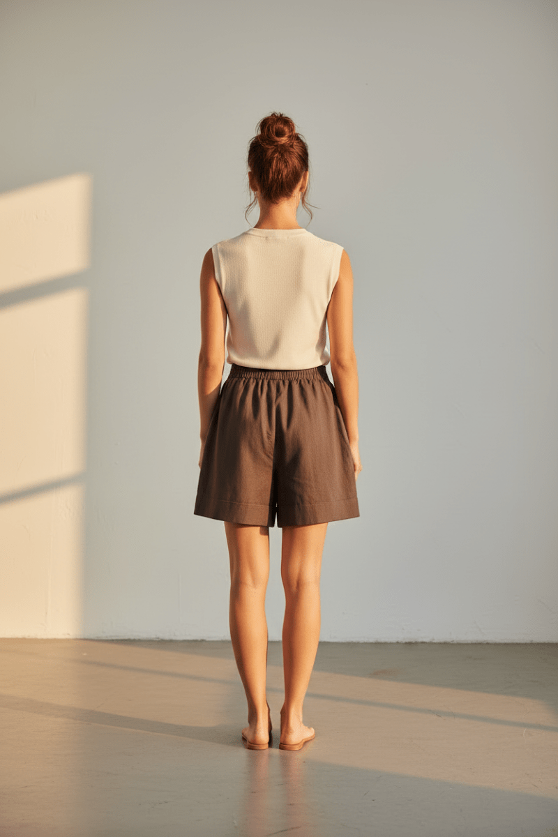 YAYA High-Waist Shorts mit elastischem Bund AUBERGINE PURPLE