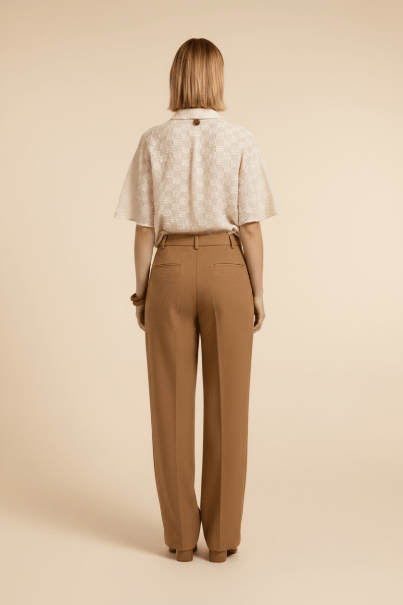 YAYA Jacquard-Bluse Beige