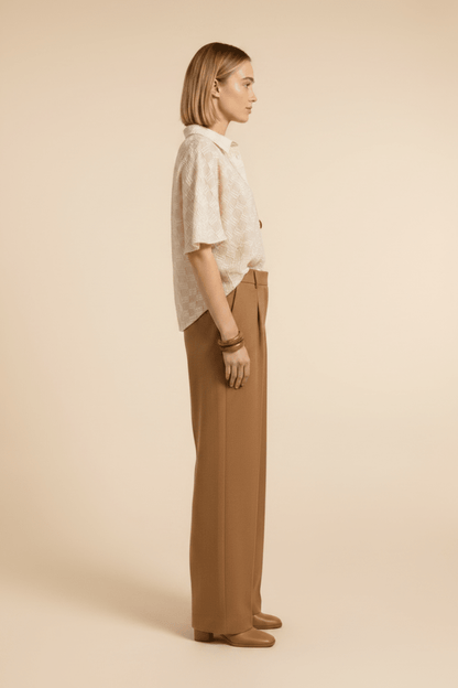 YAYA Jacquard-Bluse Beige