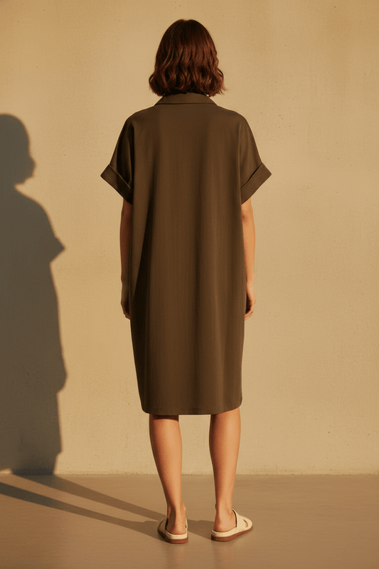 YAYA Jerseykleid mit plissierten kurzen Ärmeln AUBERGINE PURPLE