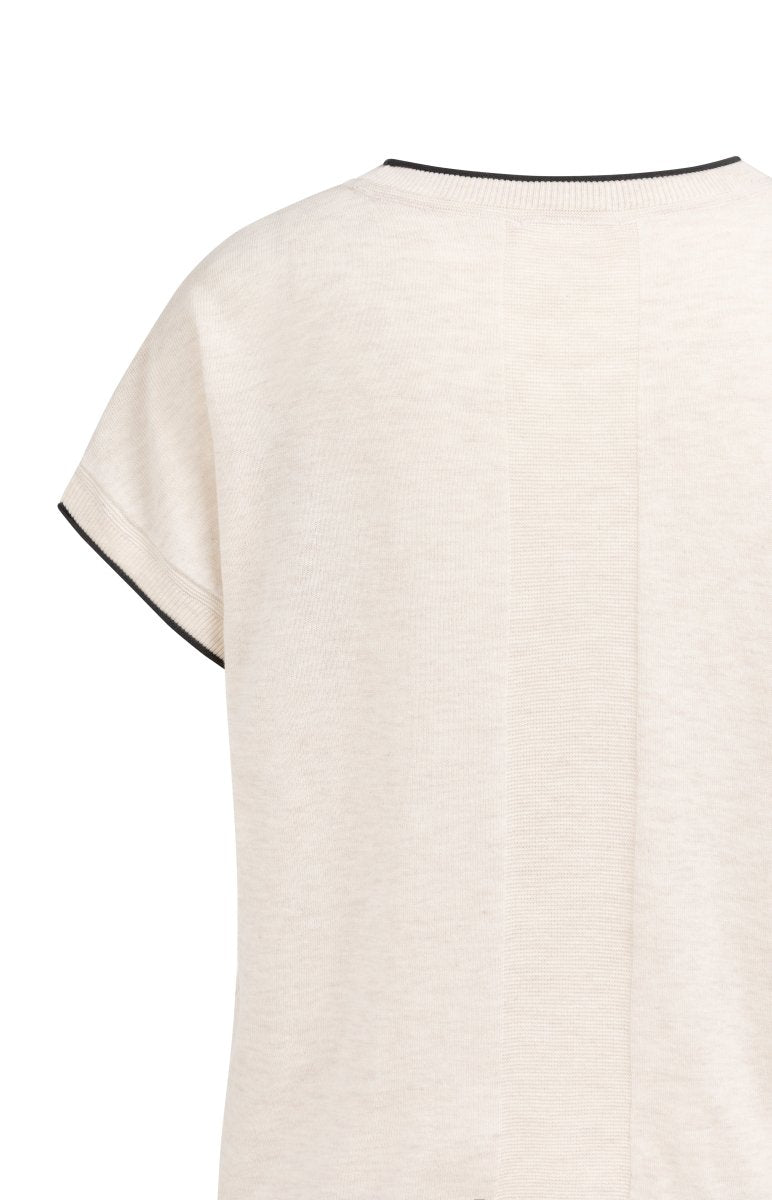 YAYA Knitted sweater mit rolled ed CLOUD CREME WHITE MELANGE