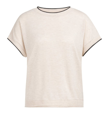 YAYA Knitted sweater mit rolled ed CLOUD CREME WHITE MELANGE