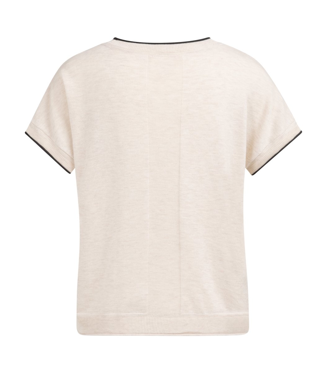YAYA Knitted sweater mit rolled ed CLOUD CREME WHITE MELANGE