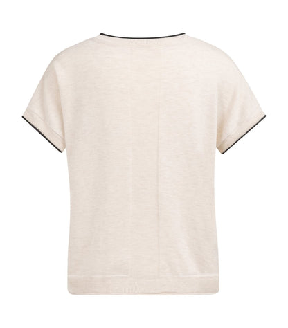 YAYA Knitted sweater mit rolled ed CLOUD CREME WHITE MELANGE