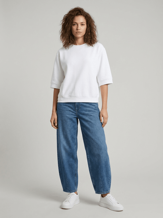 YAYA Kurzärmeliges Rippshirt Weiß