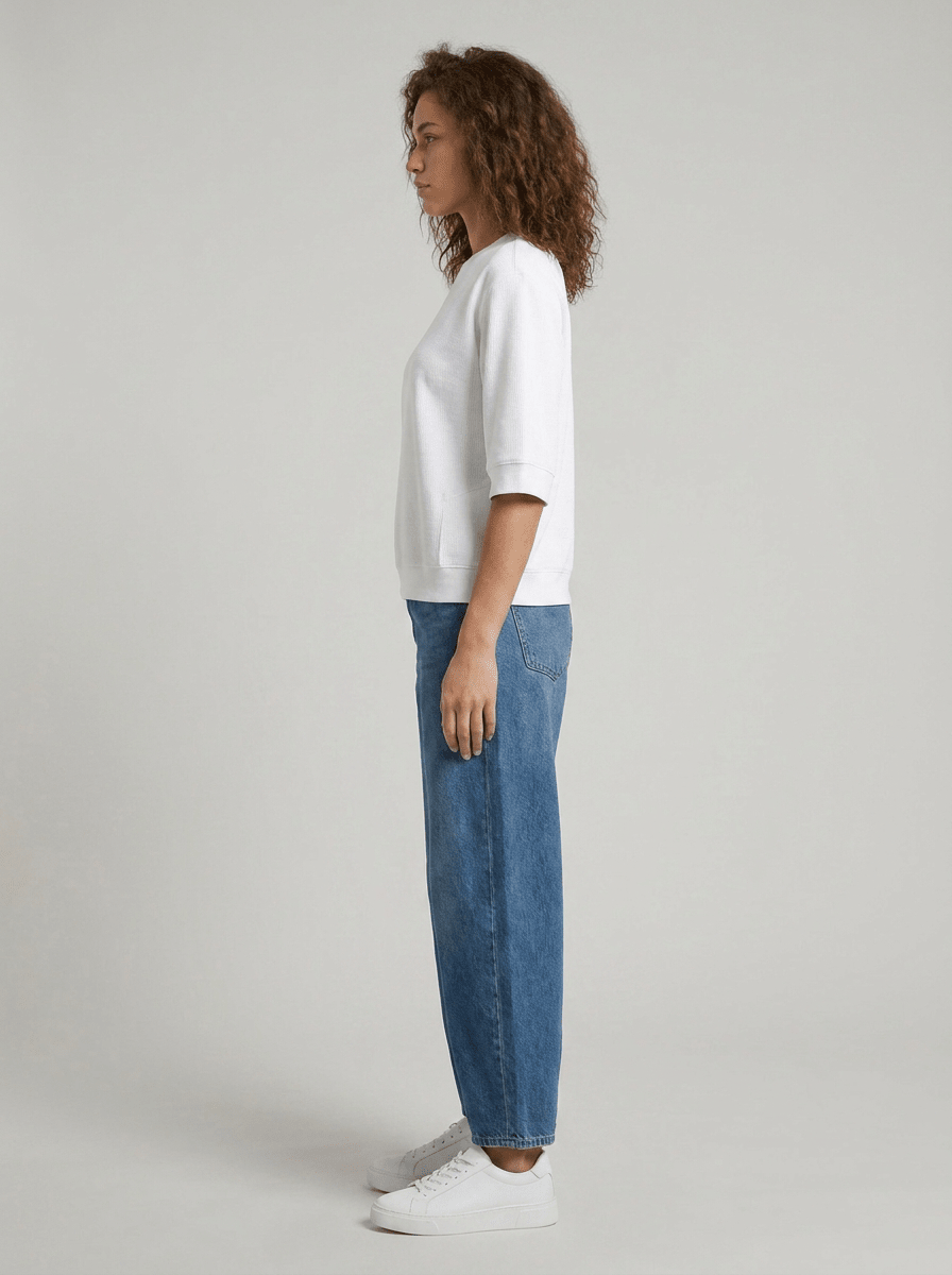 YAYA Kurzärmeliges Rippshirt Weiß