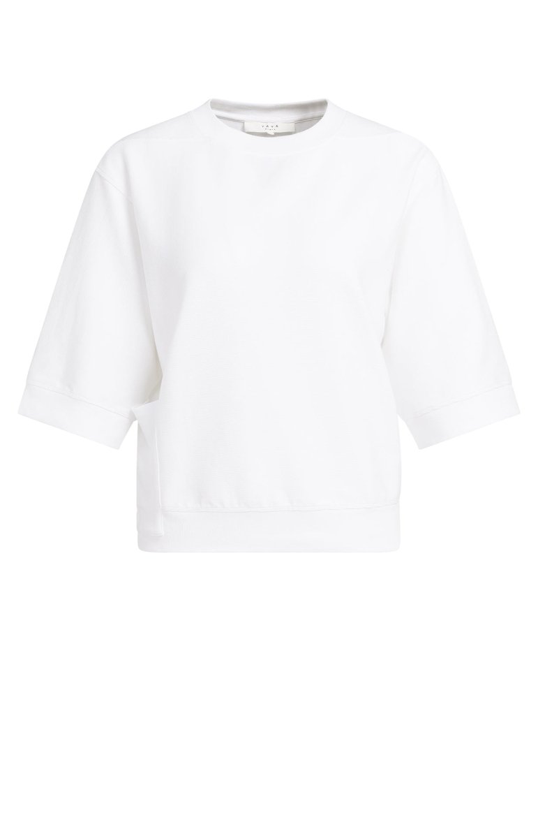 YAYA Kurzärmeliges Rippshirt Weiß