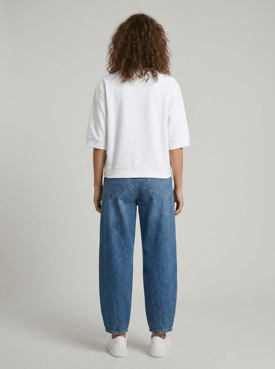 YAYA Kurzärmeliges Rippshirt Weiß