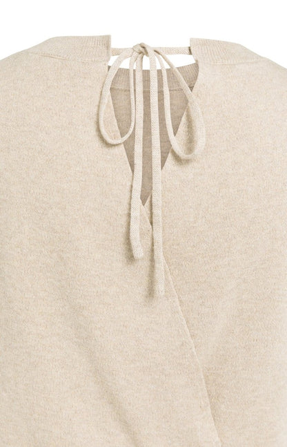 YAYA Kurzarmpullover mit freiem Rücken Sand