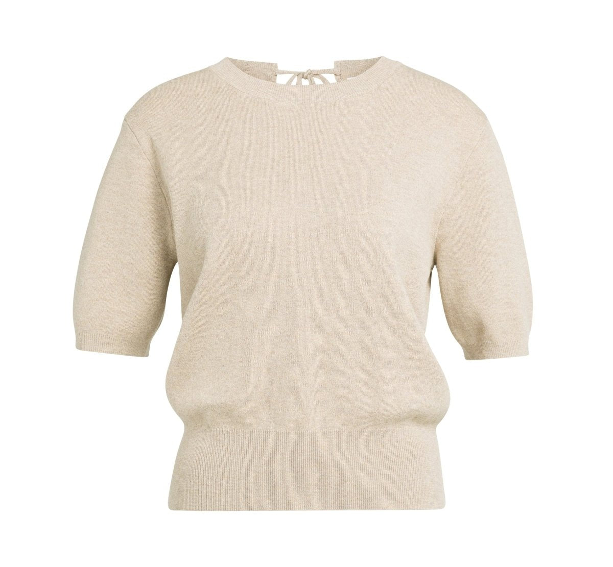 YAYA Kurzarmpullover mit freiem Rücken Sand