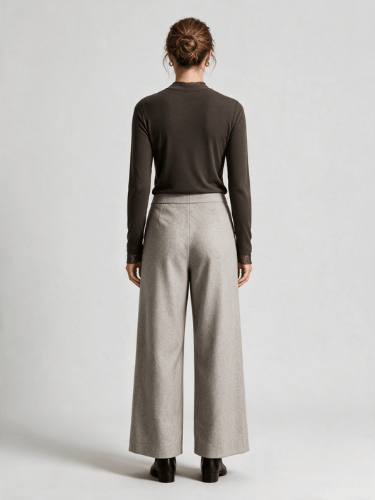 YAYA Langärmeliges Jersey-Oberteil mit Spitzendetails Slate Schwarzbraun