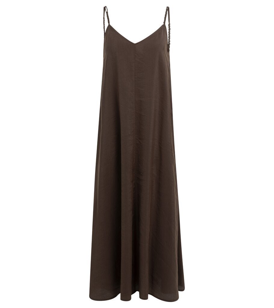YAYA Langes Trägerkleid mit V-Ausschnitt AUBERGINE PURPLE