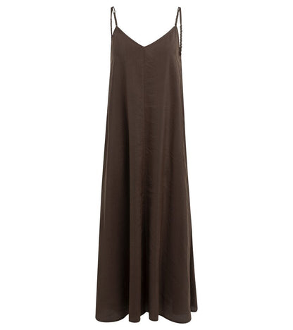 YAYA Langes Trägerkleid mit V-Ausschnitt AUBERGINE PURPLE