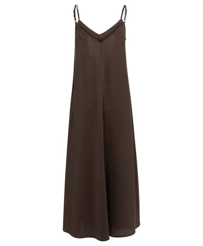 YAYA Langes Trägerkleid mit V-Ausschnitt AUBERGINE PURPLE