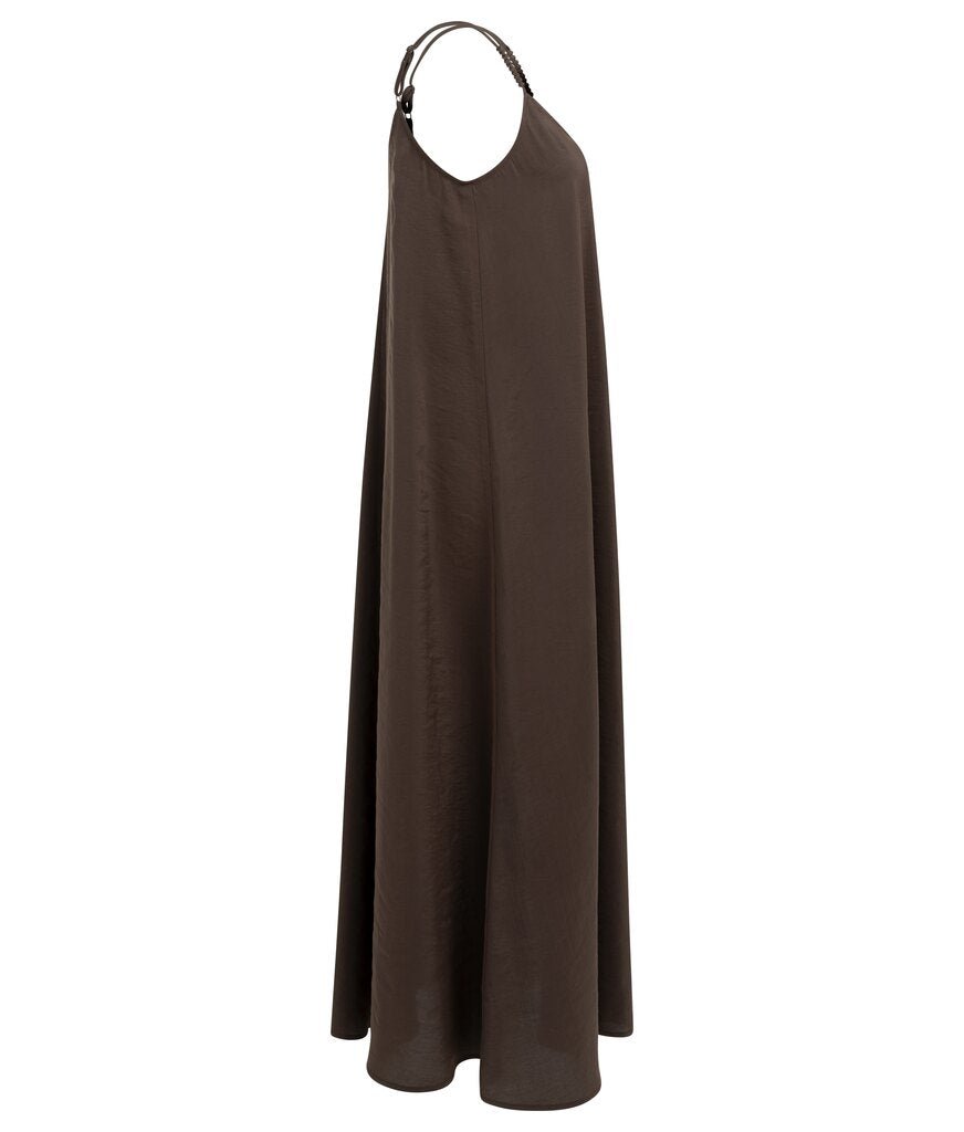 YAYA Langes Trägerkleid mit V-Ausschnitt AUBERGINE PURPLE