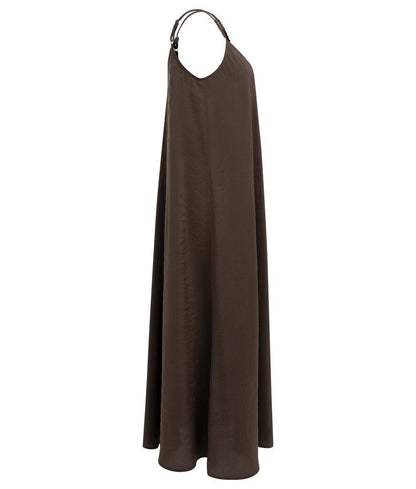 YAYA Langes Trägerkleid mit V-Ausschnitt AUBERGINE PURPLE