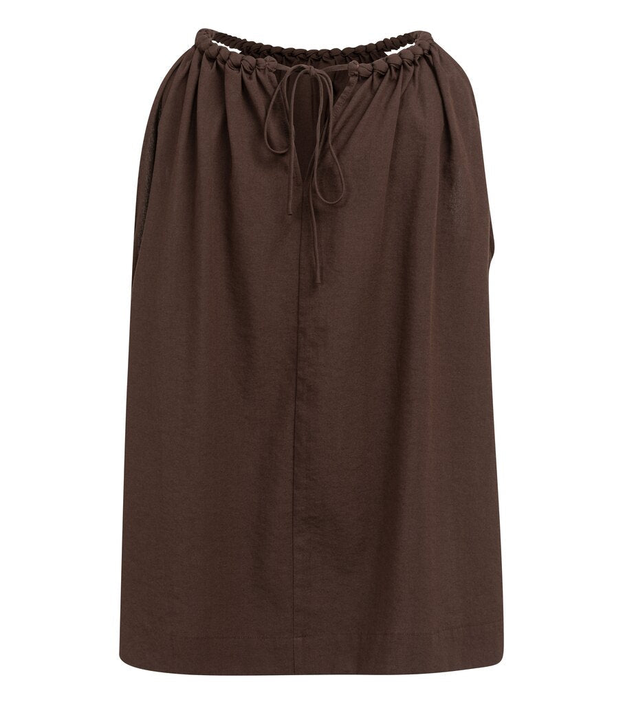 YAYA Neckholder-Top mit geflochtenem Ausschnitt und Bindedetail AUBERGINE PURPLE